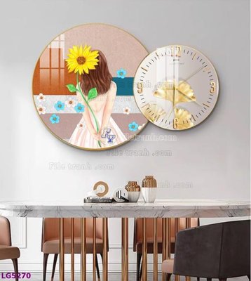 Tải file File tranh đồng hồ tráng gương tròn lồng ghép LG5270 (gốc) làm file thiết kế