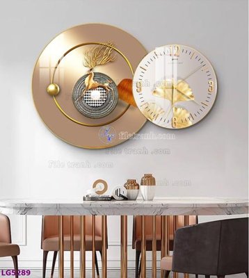 File gốc File tranh đồng hồ tráng gương tròn lồng ghép LG5289 (phong cách) châu Âu