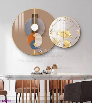 File tranh File tranh đồng hồ tráng gương tròn lồng ghép LG5290 (bản gốc) treo tường