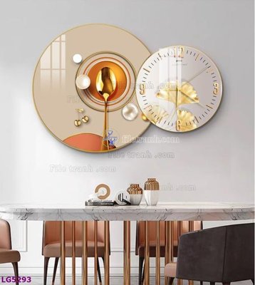 File gốc File tranh đồng hồ tráng gương tròn lồng ghép LG5293 (in ấn) màu sắc trung thực