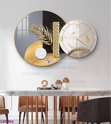 Ảnh gốc File tranh đồng hồ tráng gương tròn lồng ghép LG5302 (độ nét cao) in mica