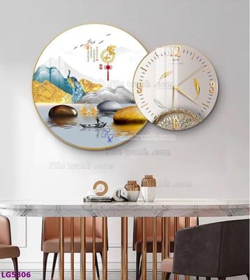 Tải file File tranh đồng hồ tráng gương tròn lồng ghép LG5306 (gốc) in ấn chất lượng