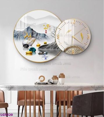 File tranh File tranh đồng hồ tráng gương tròn lồng ghép LG5320 (ảnh gốc) sắc nét hoàn hảo