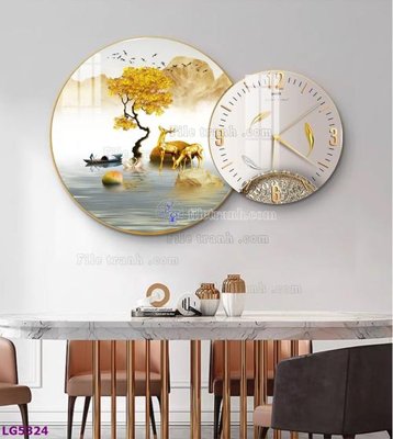 Tải file File tranh đồng hồ tráng gương tròn lồng ghép LG5324 (ảnh gốc) in gạch 3D