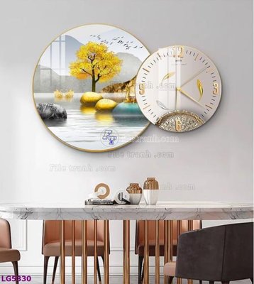 File gốc File tranh đồng hồ tráng gương tròn lồng ghép LG5330 (PNG) không nền chất lượng