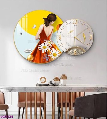 File tranh File tranh đồng hồ tráng gương tròn lồng ghép LG5334 (gốc) chủ đề trừu tượng