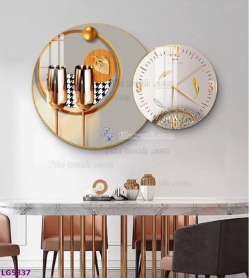 Tải file File tranh đồng hồ tráng gương tròn lồng ghép LG5337 (gốc) làm file in ấn