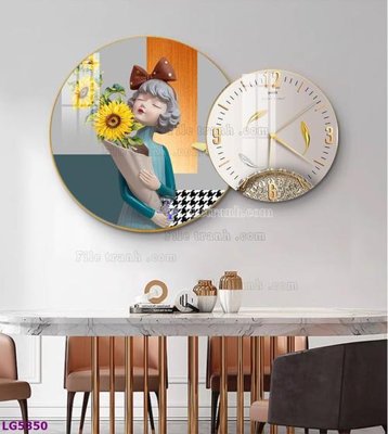 File tranh File tranh đồng hồ tráng gương tròn lồng ghép LG5350 (gốc) chủ đề tĩnh vật
