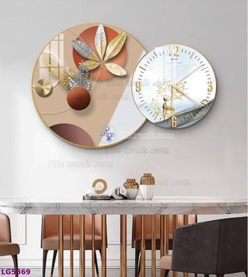 File gốc File tranh đồng hồ tráng gương tròn lồng ghép LG5369 (trang trí) phòng ngủ