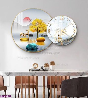 File gốc File tranh đồng hồ tráng gương tròn lồng ghép LG5378 (trang trí) phòng ngủ