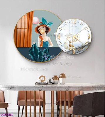 File gốc File tranh đồng hồ tráng gương tròn lồng ghép LG5381 (in 3D) cho trang trí