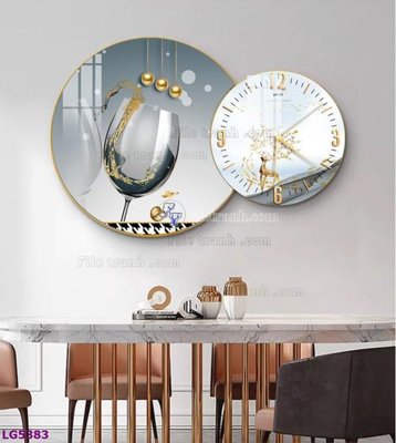 File in lụa File tranh đồng hồ tráng gương tròn lồng ghép LG5383 (tân cổ điển) File tranh đồng hồ tráng gương tròn lồng ghép LG5383
