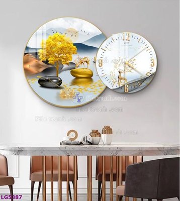 Tải file gốc File tranh đồng hồ tráng gương tròn lồng ghép LG5387 (in không vỡ ảnh)