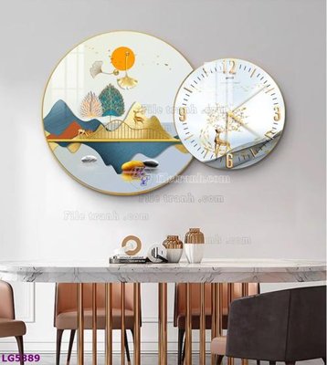 File in ấn File tranh đồng hồ tráng gương tròn lồng ghép LG5389 (bản gốc) từ file gốc