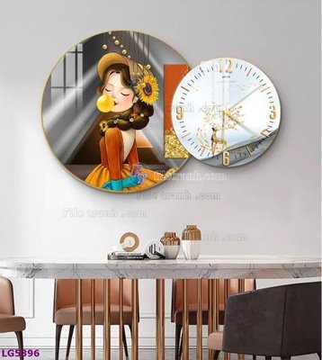 Mua file gốc File tranh đồng hồ tráng gương tròn lồng ghép LG5396 (in ấn) tại Filetranh.com