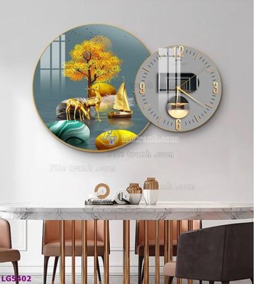 File gốc File tranh đồng hồ tráng gương tròn lồng ghép LG5402 (cho in 3D) độc đáo
