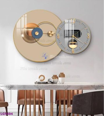 File tranh File tranh đồng hồ tráng gương tròn lồng ghép LG5404 (ảnh gốc) in trần 3D