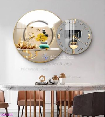 Download file File tranh đồng hồ tráng gương tròn lồng ghép LG5411 (gốc) in mica bàn thờ