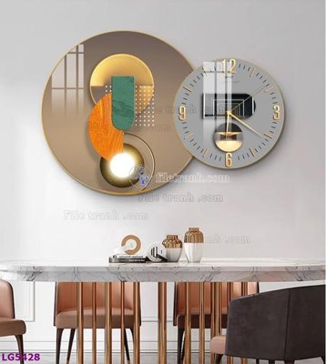 File gốc in tráng gương File tranh đồng hồ tráng gương tròn lồng ghép LG5428 chi tiết