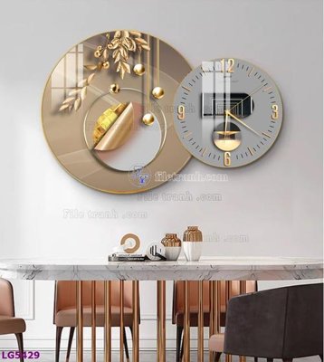 File gốc File tranh đồng hồ tráng gương tròn lồng ghép LG5429 (in mica) cắt laser