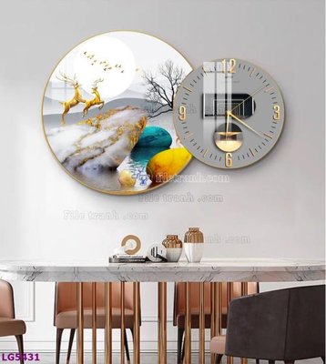 Hình ảnh file gốc File tranh đồng hồ tráng gương tròn lồng ghép LG5431 cho in UV