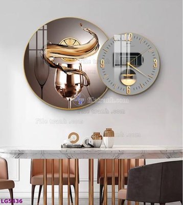 File ảnh File tranh đồng hồ tráng gương tròn lồng ghép LG5436 (gốc) in decal dán tường