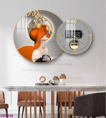 File gốc File tranh đồng hồ tráng gương tròn lồng ghép LG5439 (in mica) làm quà tặng