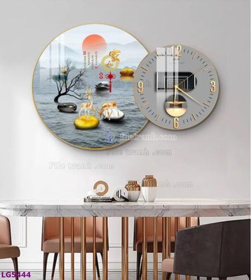 Download file File tranh đồng hồ tráng gương tròn lồng ghép LG5444 (gốc) in mica cao cấp