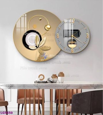 File in ấn File tranh đồng hồ tráng gương tròn lồng ghép LG5450 chuyên nghiệp