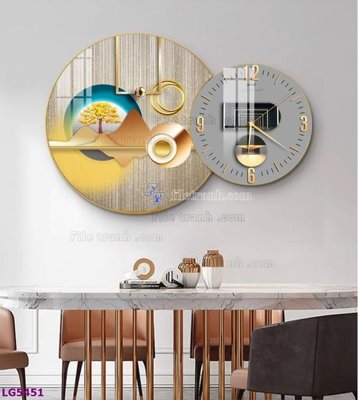 File gốc File tranh đồng hồ tráng gương tròn lồng ghép LG5451 (trang trí) phòng trẻ em
