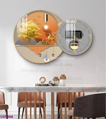 File gốc File tranh đồng hồ tráng gương tròn lồng ghép LG5468 (in mica) làm bảng hiệu