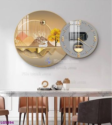 File tranh File tranh đồng hồ tráng gương tròn lồng ghép LG5494 (gốc) chủ đề trẻ em
