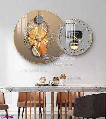 File gốc File tranh đồng hồ tráng gương tròn lồng ghép LG5495 (in lụa) trang trí tường