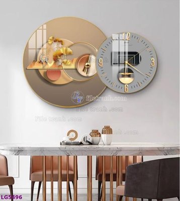 File ảnh File tranh đồng hồ tráng gương tròn lồng ghép LG5496 (gốc) dùng in Pano