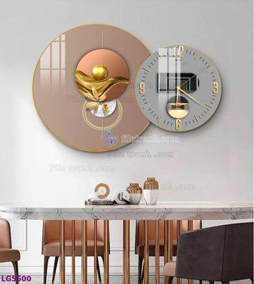File in trần File tranh đồng hồ tráng gương tròn lồng ghép LG5500 (bản gốc) 5D