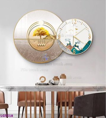 Cung cấp file tranh gốc File tranh đồng hồ tráng gương tròn lồng ghép LG5518 độc quyền