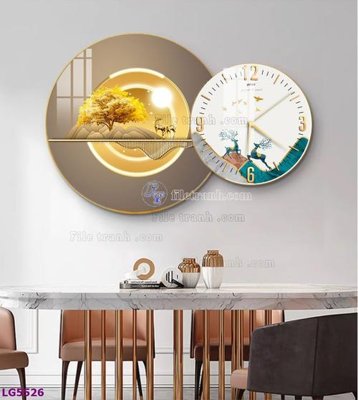 File PSD File tranh đồng hồ tráng gương tròn lồng ghép LG5526 (bản gốc) độ phân giải cao