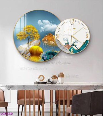 File tranh gốc File tranh đồng hồ tráng gương tròn lồng ghép LG5530 (bản quyền) file PSD