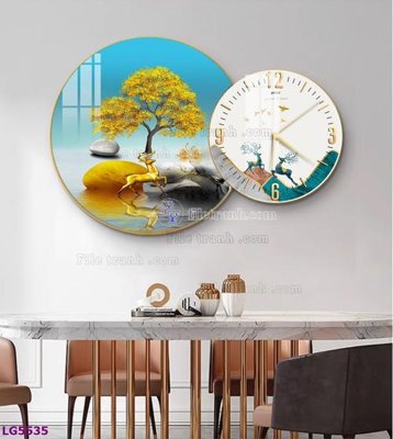 Tải file File tranh đồng hồ tráng gương tròn lồng ghép LG5535 (PSD) cho in tranh kính