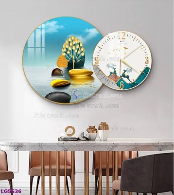 Download file File tranh đồng hồ tráng gương tròn lồng ghép LG5536 (gốc) in mica cao cấp