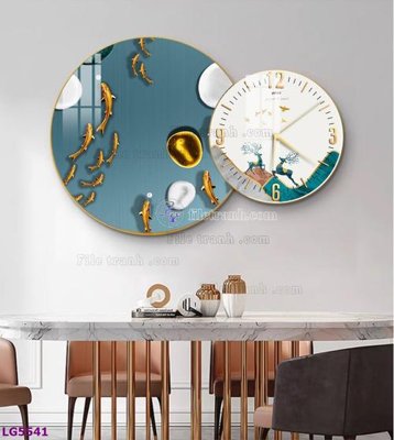 File tranh File tranh đồng hồ tráng gương tròn lồng ghép LG5541 (gốc) chủ đề trừu tượng