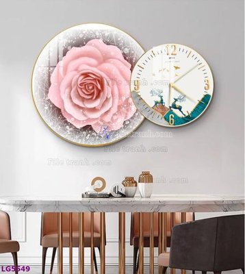 File ảnh File tranh đồng hồ tráng gương tròn lồng ghép LG5549 (gốc) in standee