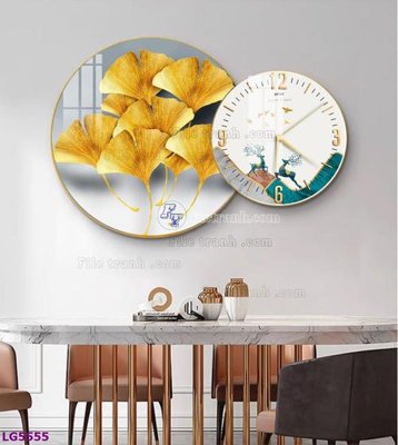 File tranh File tranh đồng hồ tráng gương tròn lồng ghép LG5555 (ảnh gốc) độc quyền