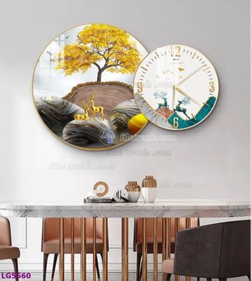 File in trần File tranh đồng hồ tráng gương tròn lồng ghép LG5560 (file gốc) chủ đề vũ trụ