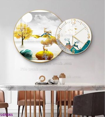 File ảnh gốc File tranh đồng hồ tráng gương tròn lồng ghép LG5561 (chuyên in mica)