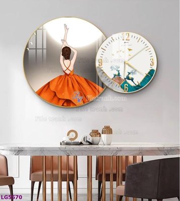 File in trần File tranh đồng hồ tráng gương tròn lồng ghép LG5570 (file gốc) chủ đề vũ trụ