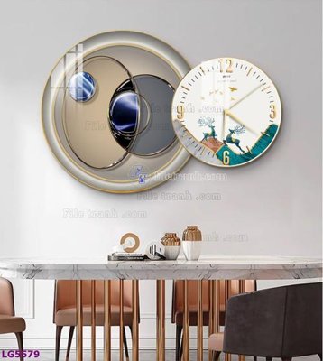 Tải về hình ảnh gốc File tranh đồng hồ tráng gương tròn lồng ghép LG5579 sắc nét