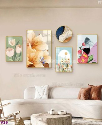 File in mica File tranh đồng hồ nhiều tấm V19 (bản gốc) sắc sảo