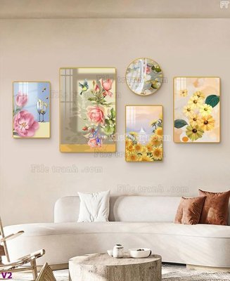 File gốc File tranh đồng hồ nhiều tấm V2 (bản quyền) cho in ấn