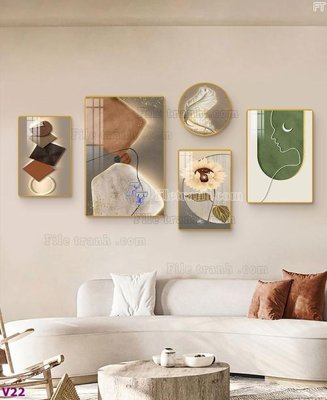 File in mica File tranh đồng hồ nhiều tấm V22 (bản gốc) sắc sảo